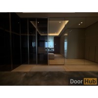 Concealed Mirror Door with Royal Black Anodized Profile – Developer Supply UAE
